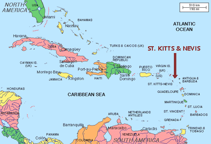 caribbean map stkitts